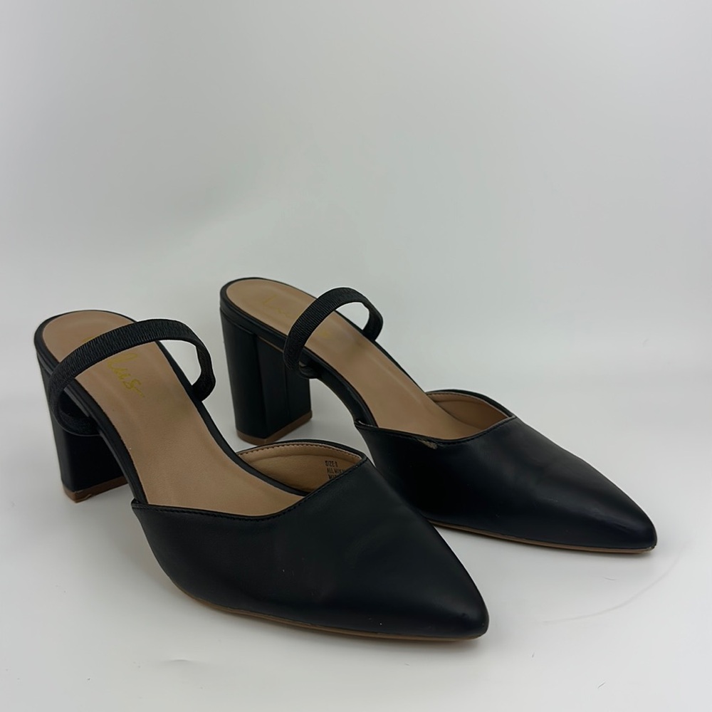 Lulu's Black Block Heel Mules